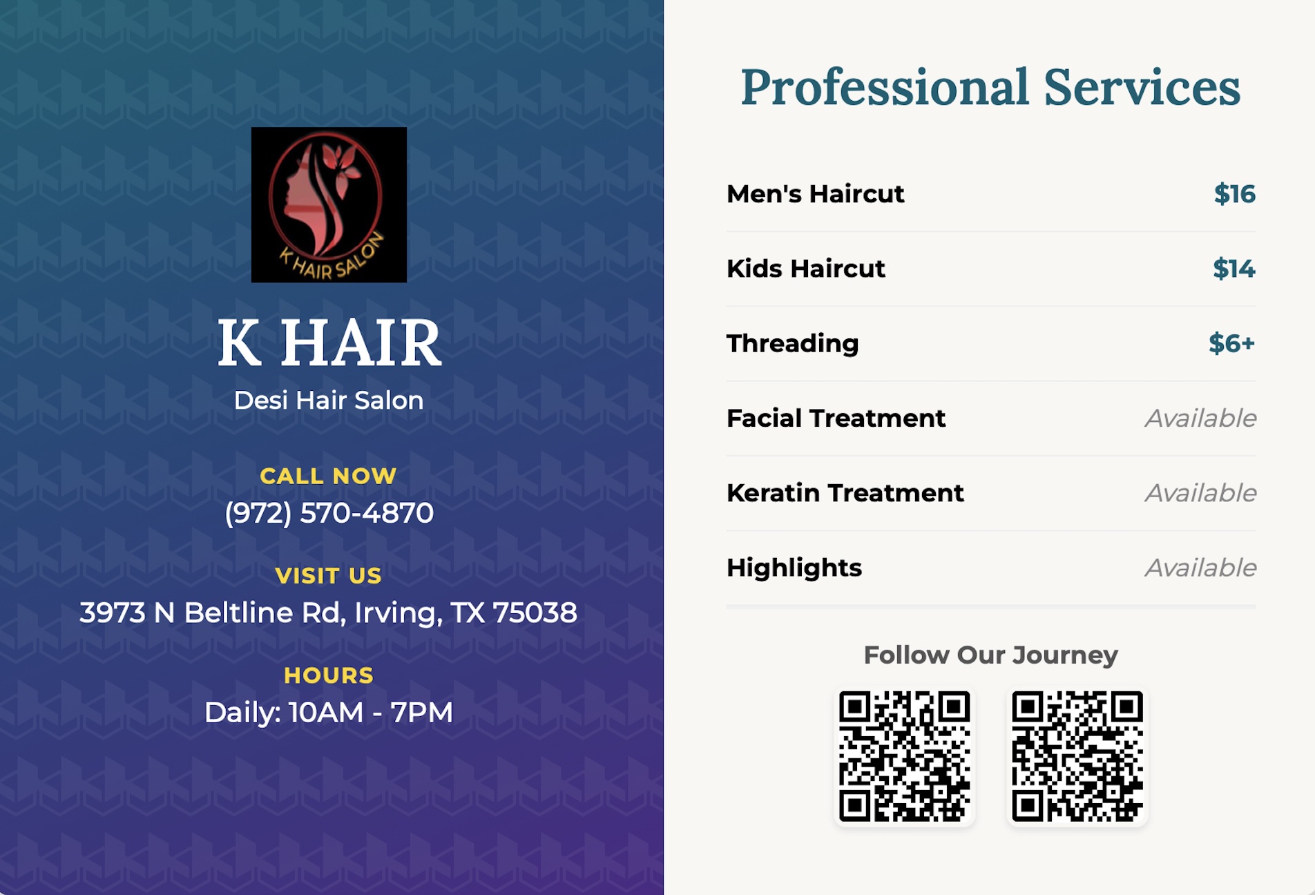 K Hair Salon Flyer Design 1