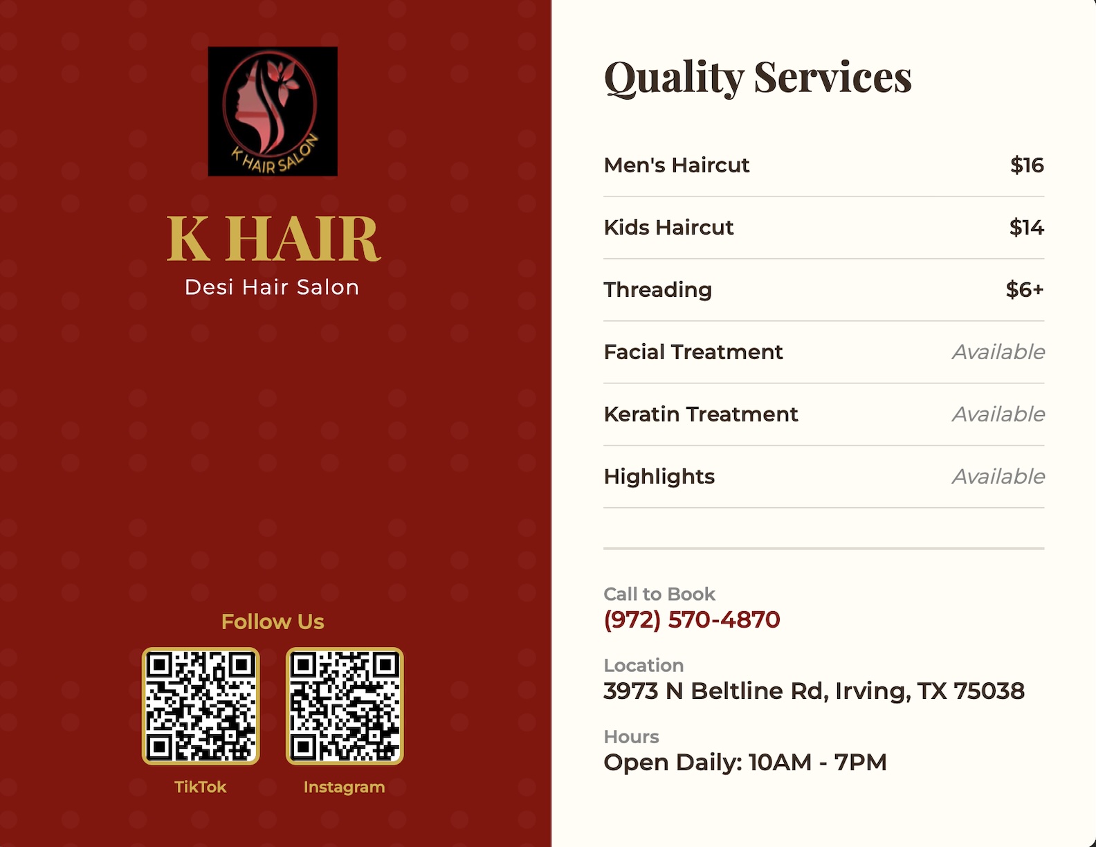 K Hair Salon Flyer Design 2